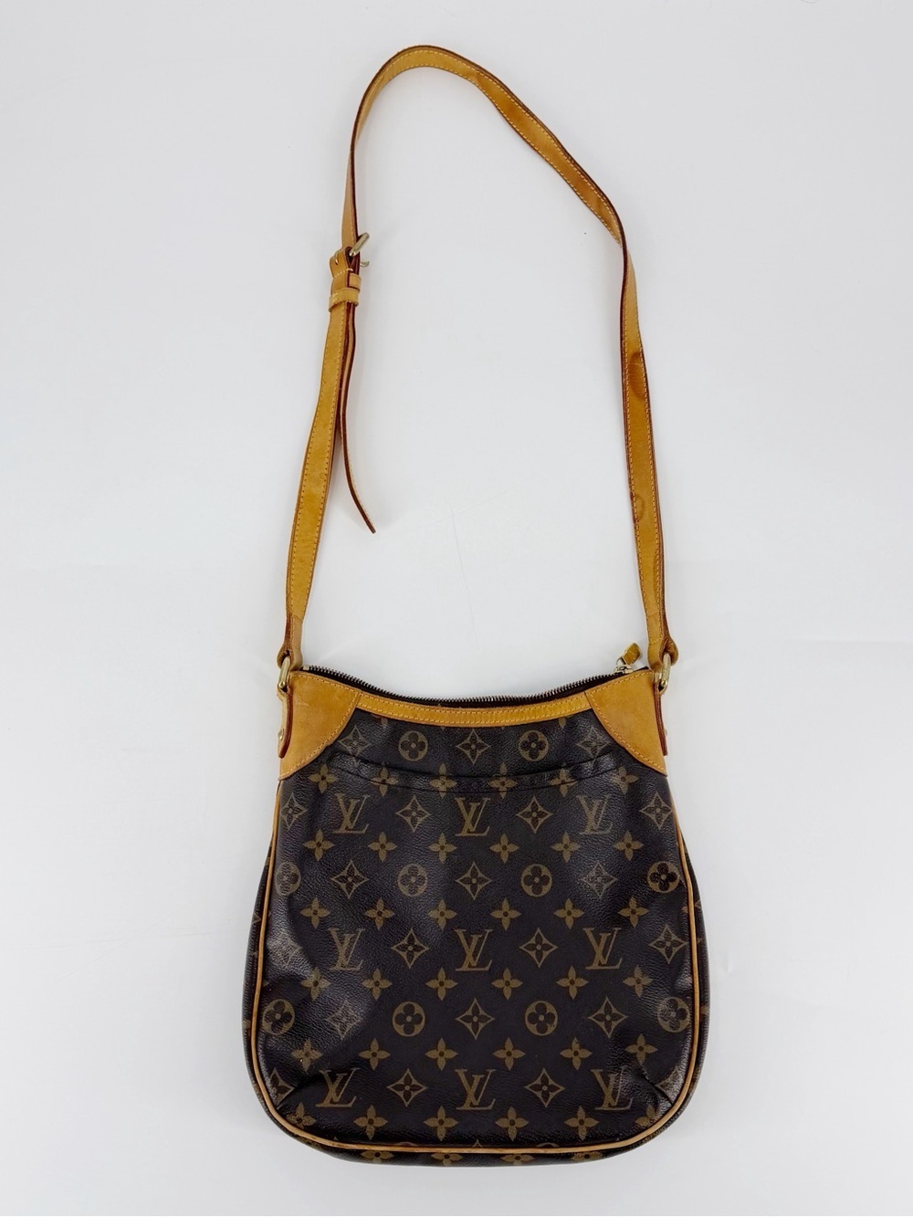 Louis Vuitton Monogram Odeon PM Crossbody Bag in Brown with Tan Trim